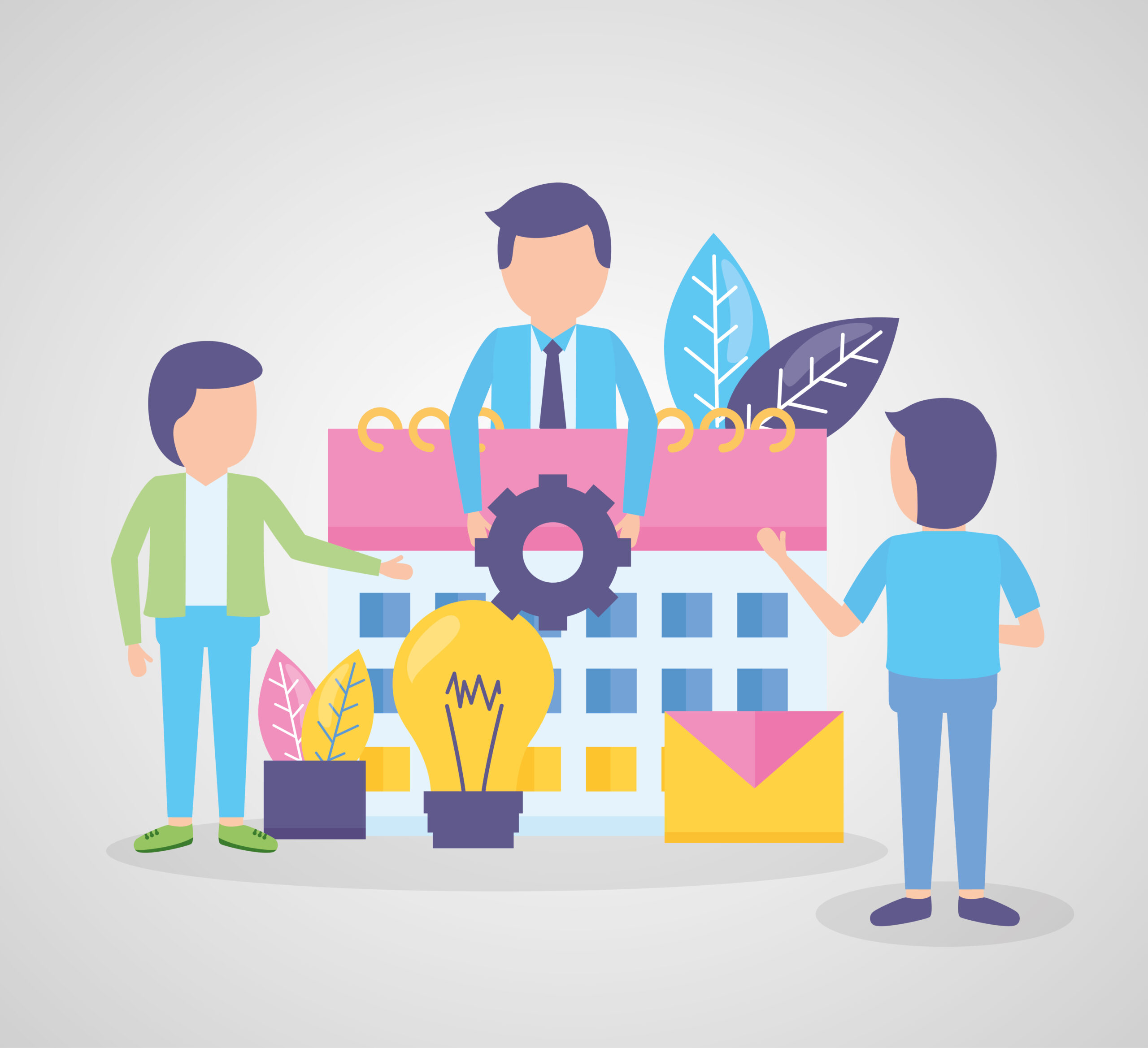 business people calendar gear